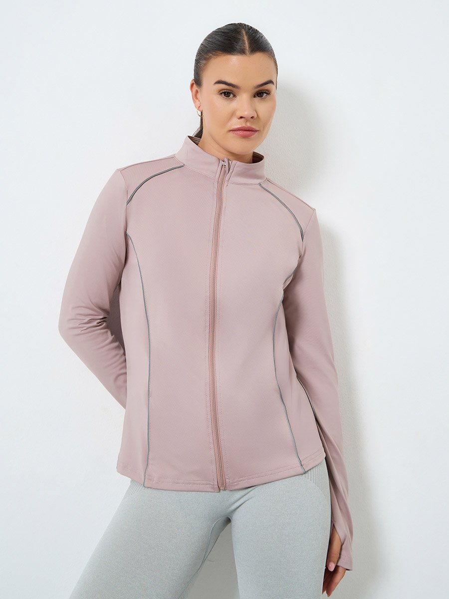 Reflective Stripe Contour Back Mesh Detail Jacket