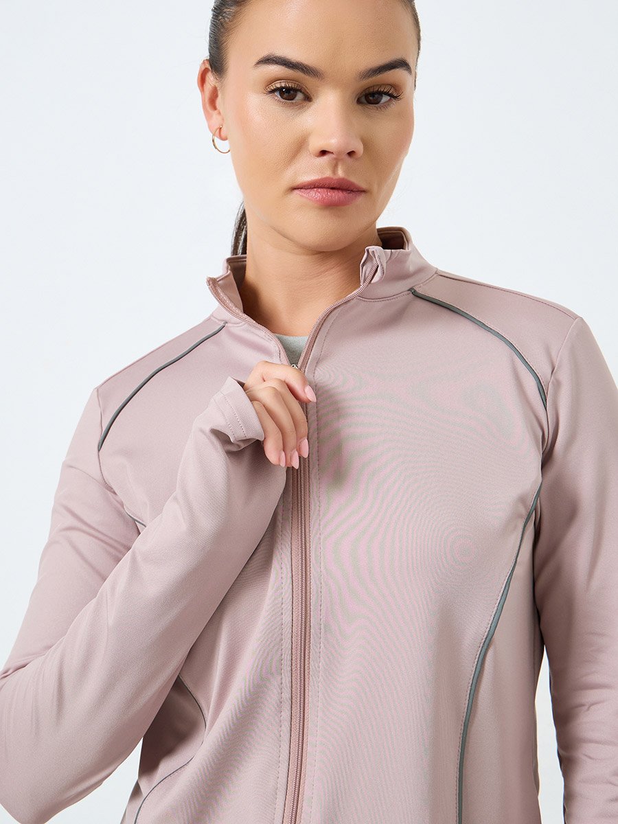 Reflective Stripe Contour Back Mesh Detail Jacket