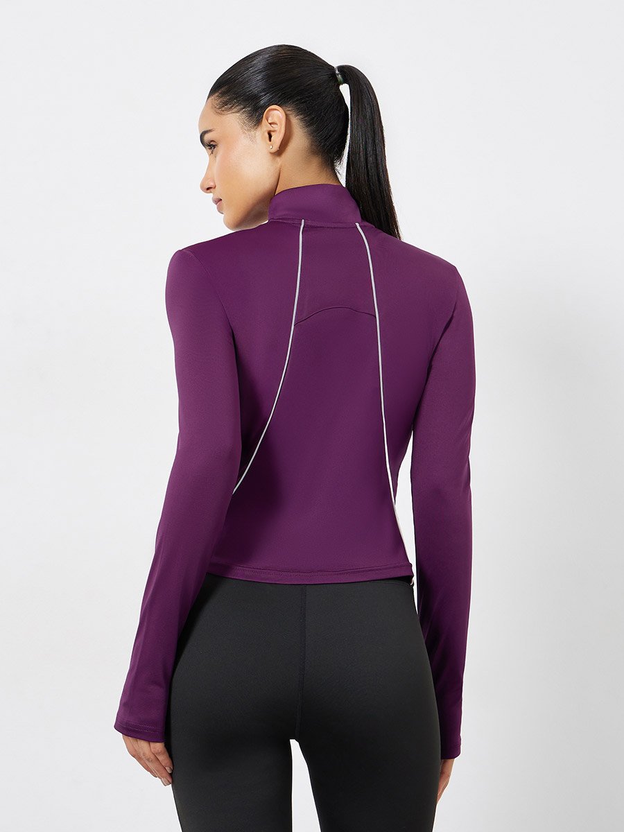 Back Reflective Panel Half Zip Up Jacket