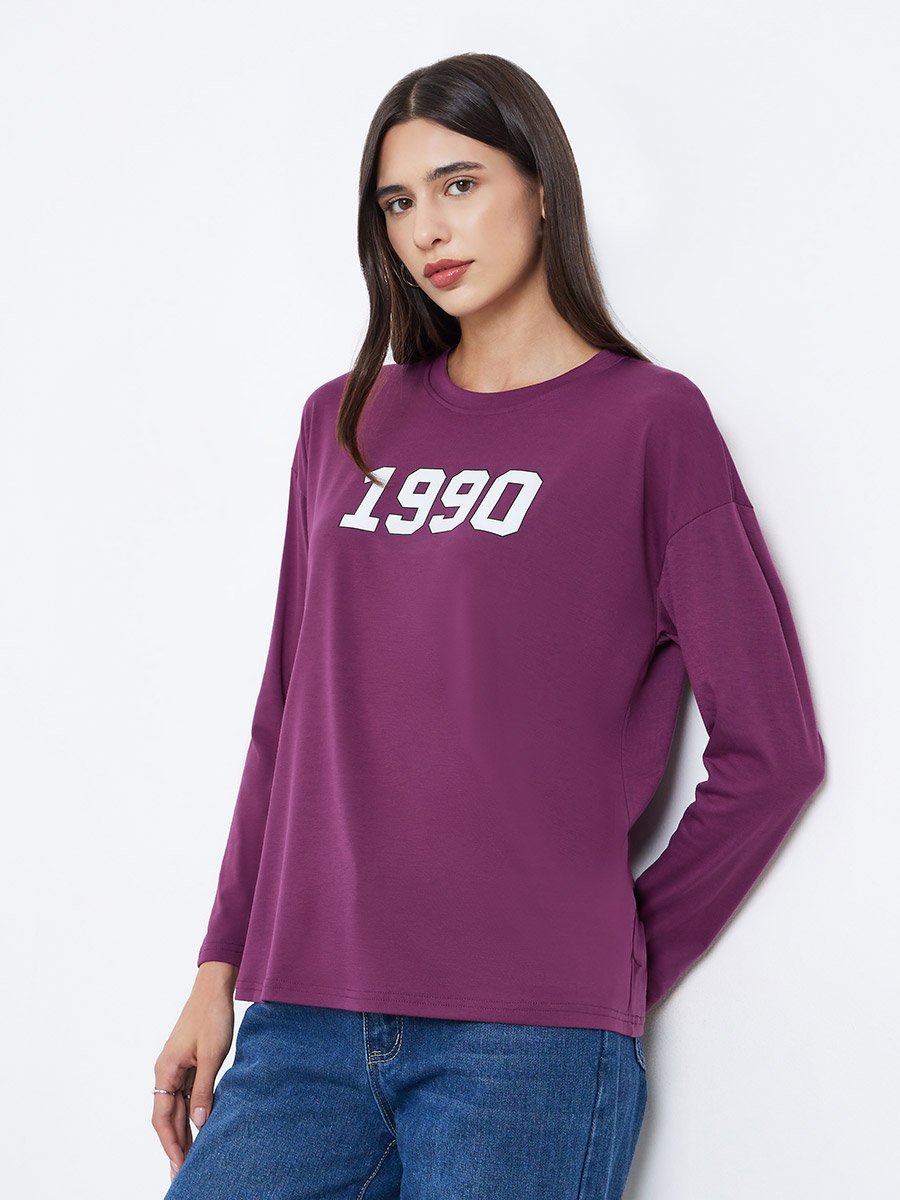 Burgundy Oversized Graphic Print T-Shirt