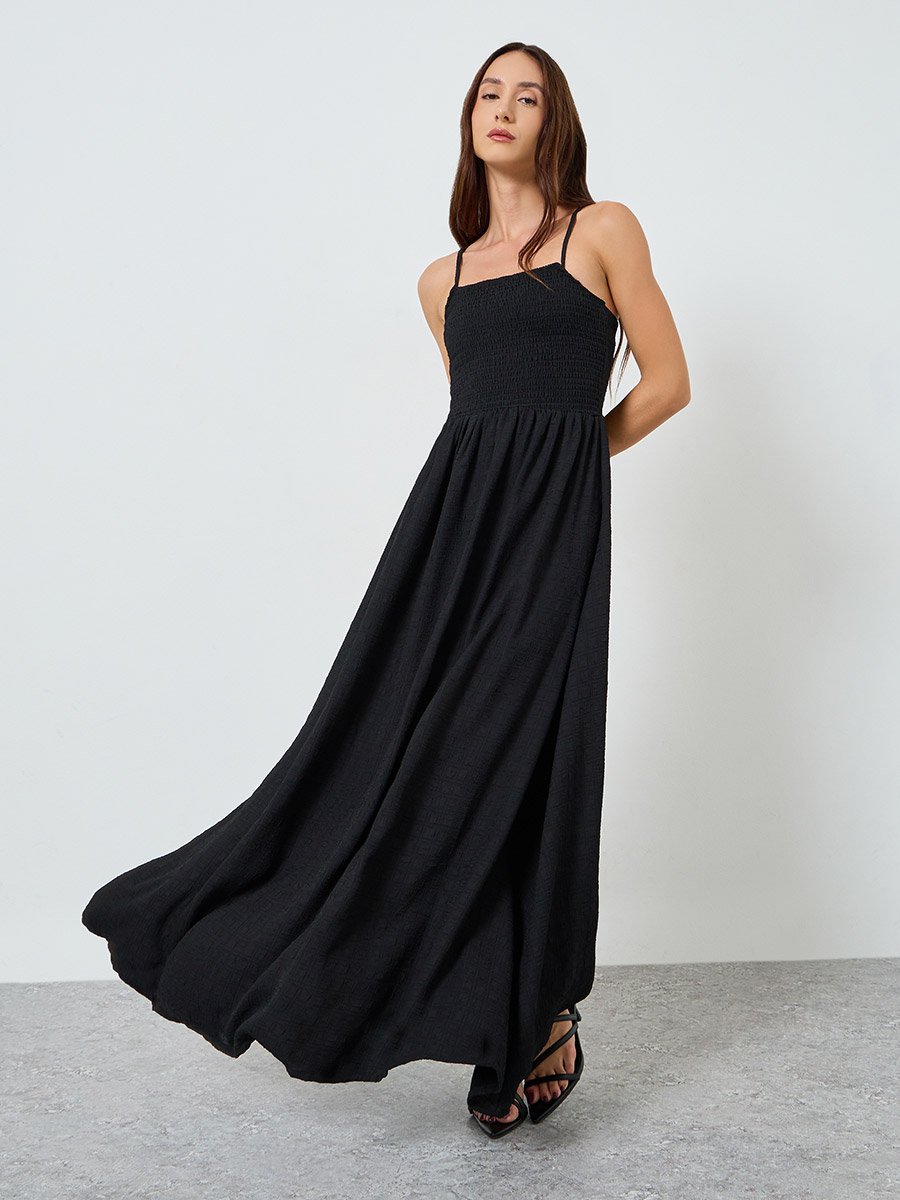 black dress shirt men near me Flower Wedding Guest Dress Black Floral Print Sleeveless Backless Slit Casual Vacation Bodycon Maxi Dress(Black/M) main image 0