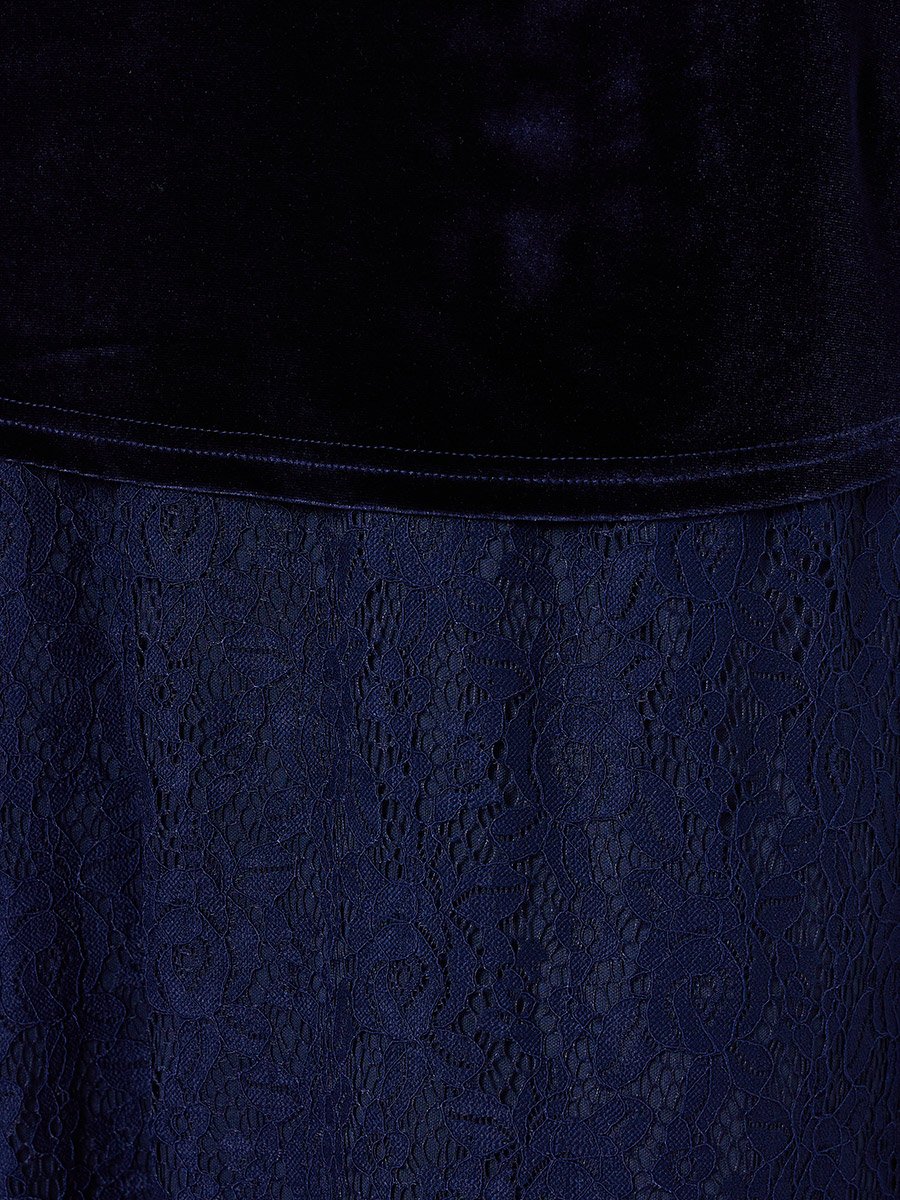 Velvet Lace Hem Wrap Detail Midi Dress