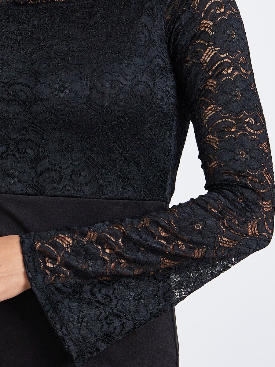 Women Black Lace Off Shoulder Maxi Dress