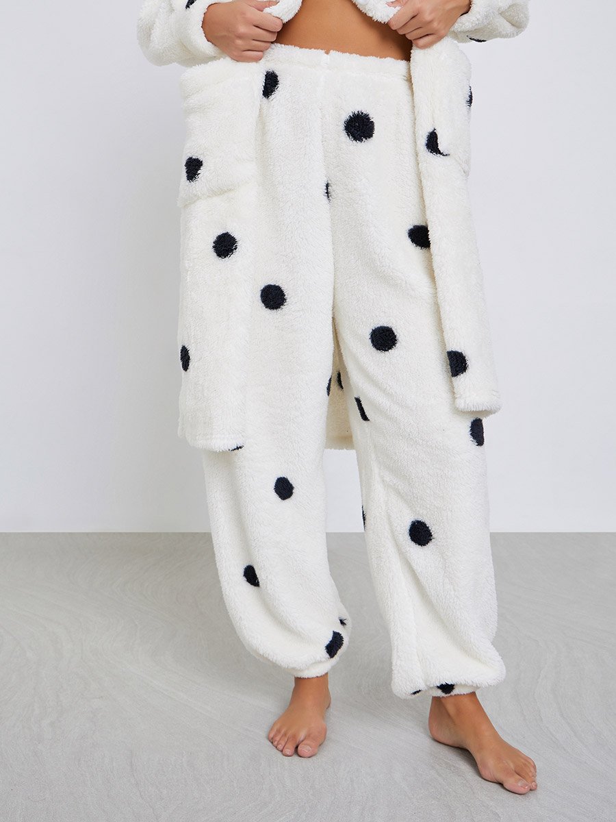Fleece Spot Ear Hood Pocket Robe and Pyjama Set