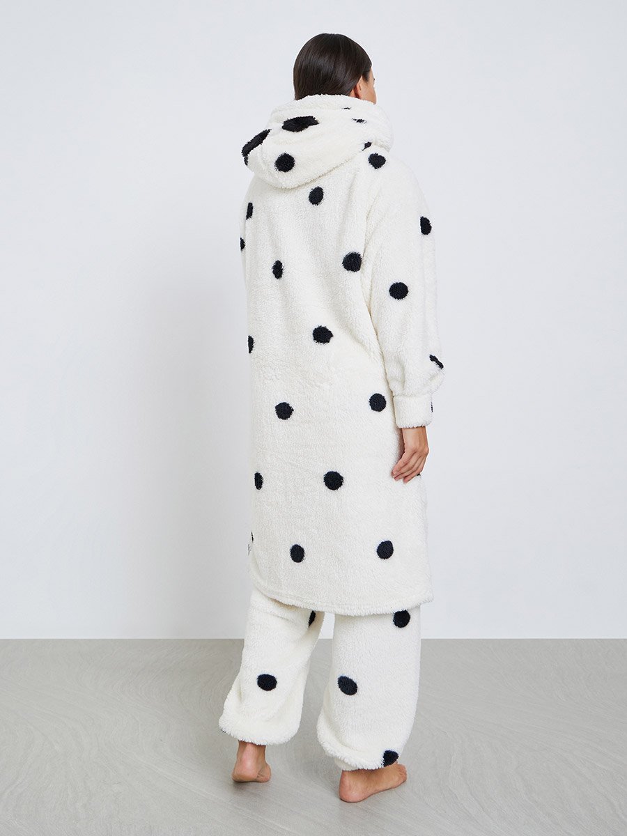 Fleece Spot Ear Hood Pocket Robe and Pyjama Set