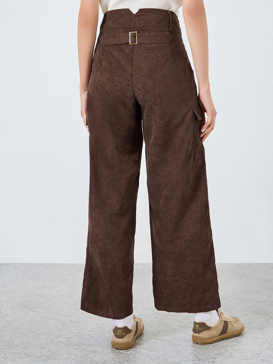 Brown Corduroy Cargo Pants