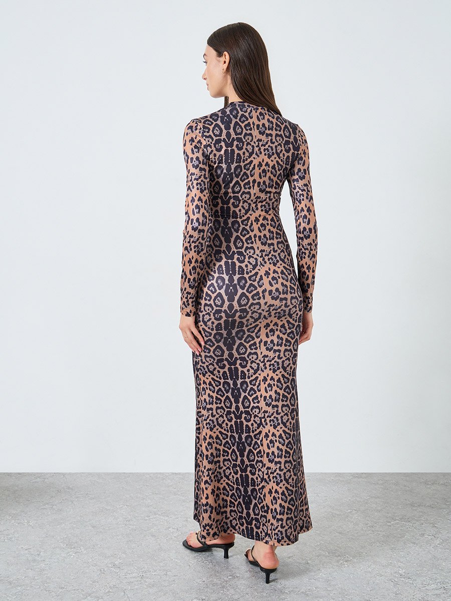 crimson bodycon dress Forever 21 Leopard Print Mesh Tube Bodycon Maxi Dress main image 1