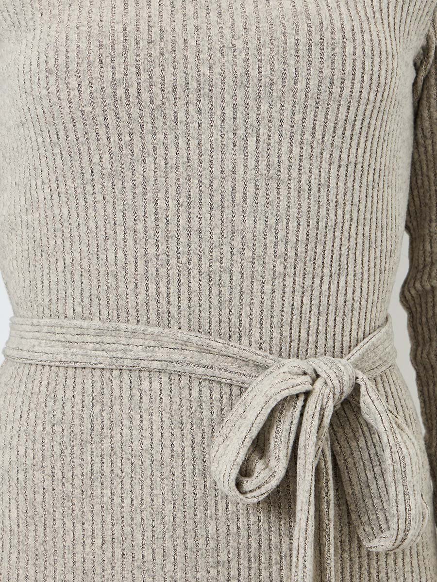 Women Long Sleeve Ribbed Bodycon Mini Dress