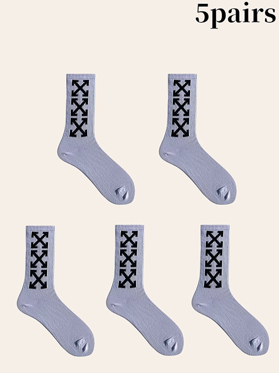 Pack of 5 - Graphic Print Crew Socks
