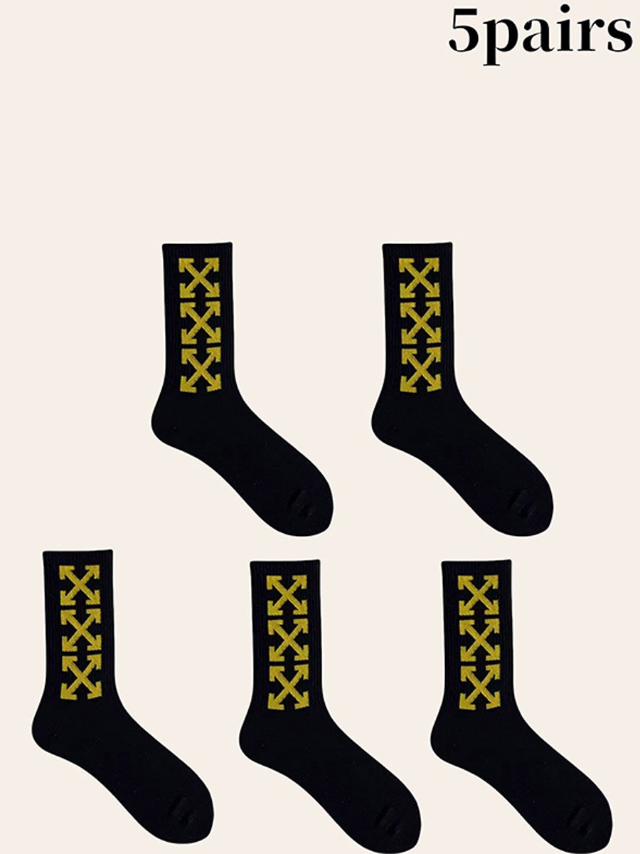Pack of 5 - Graphic Print Crew Socks