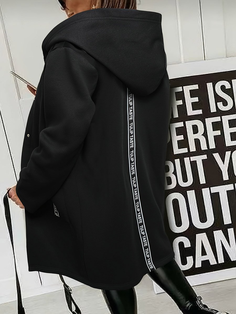 Black Zip Up Longline Hoodie Jacket