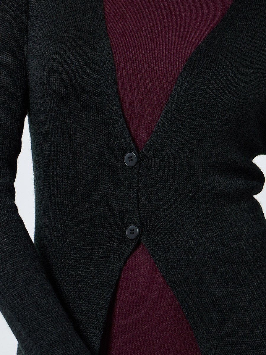 Black Front Open Midi Cardigan