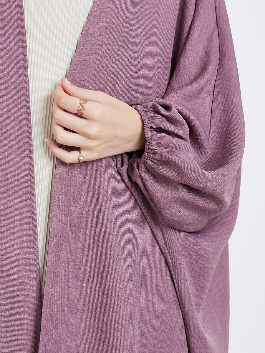 Women Pink Textured Open Front Abaya