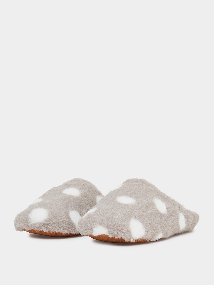 Polka Dot Plush Bedroom Slippers