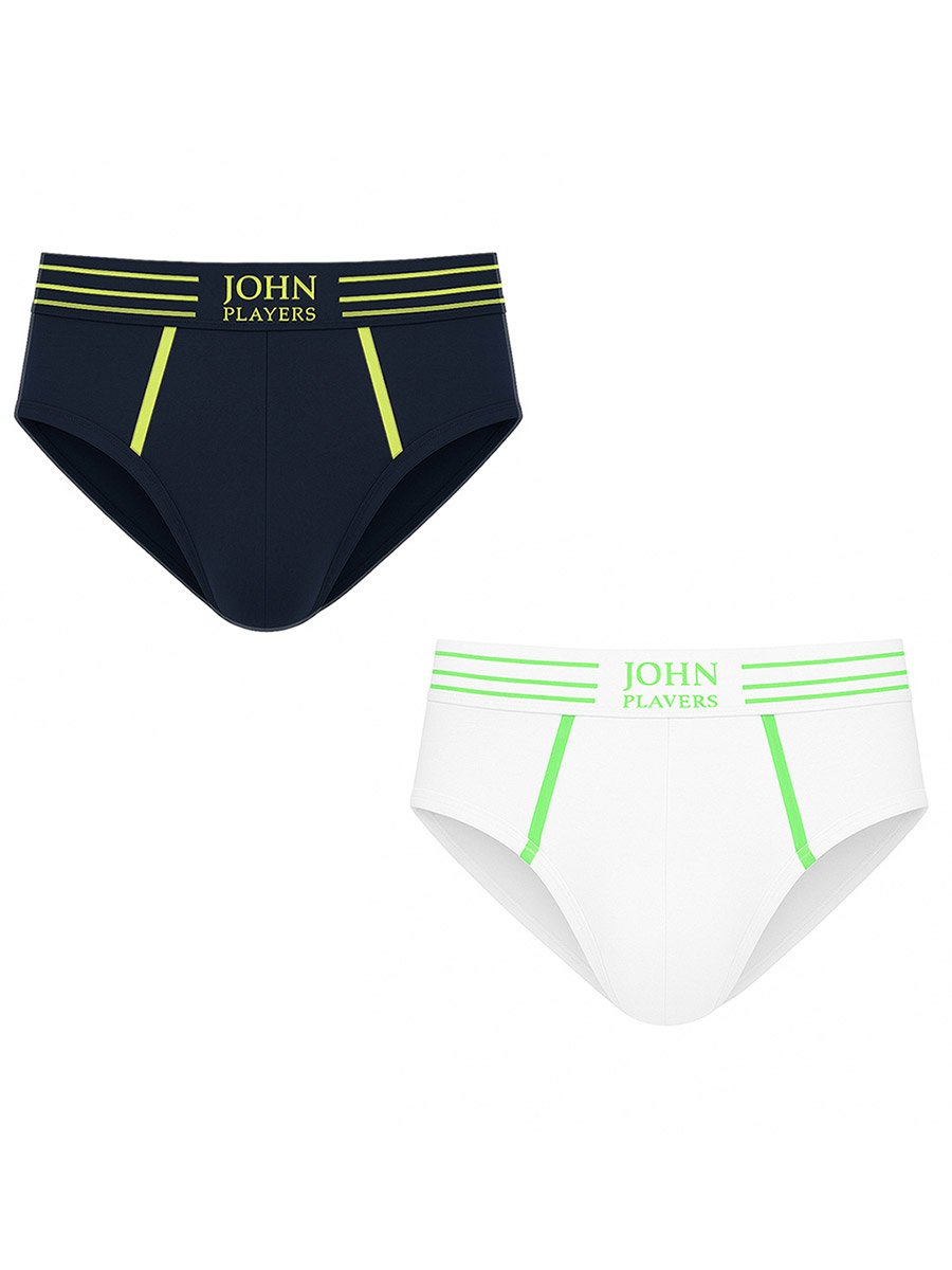 Pack of 2 - Cotton Brief with Striped Waistband