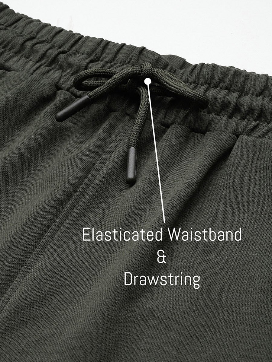Men Green Cotton Cargo Shorts