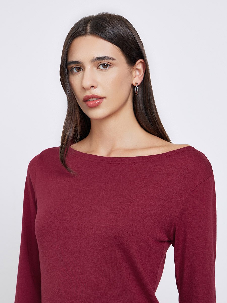 Burgundy Graphic Print Regular Fit T-Shirt
