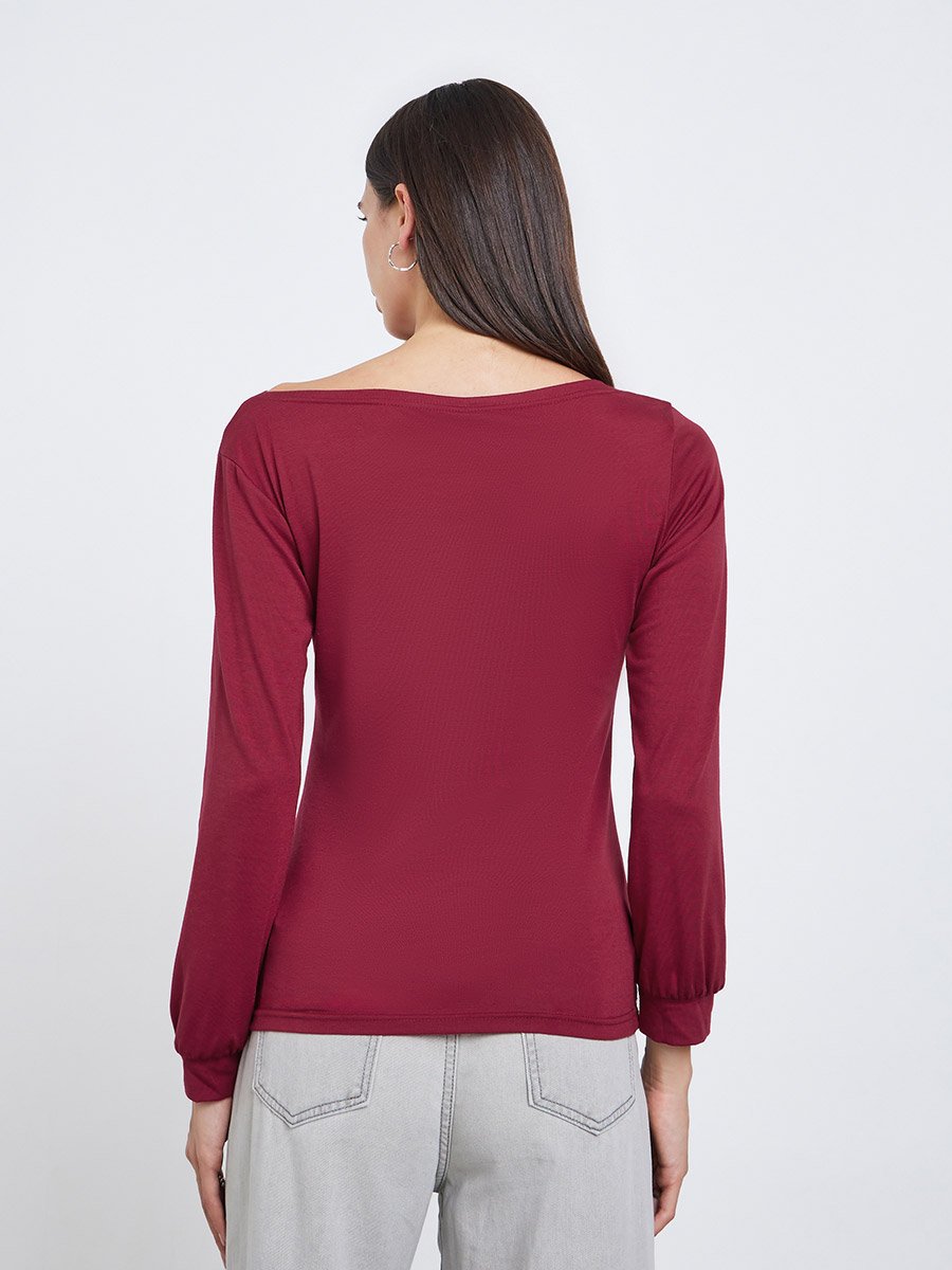 Burgundy Graphic Print Regular Fit T-Shirt