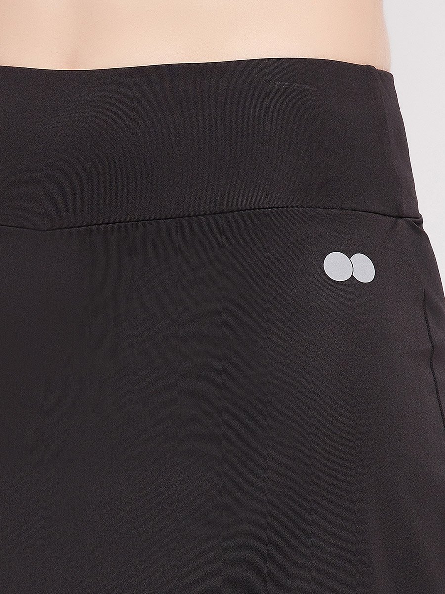 Black Snug Fit Active Skirt with Attached Tights