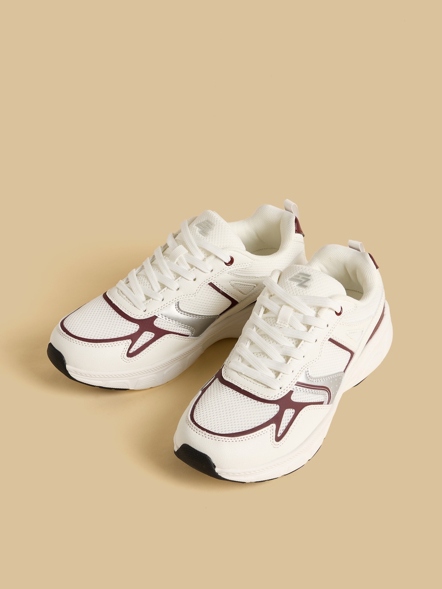 Panelled Lace-Up Sports Shoes