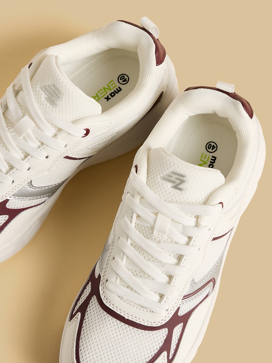 Panelled Lace-Up Sports Shoes