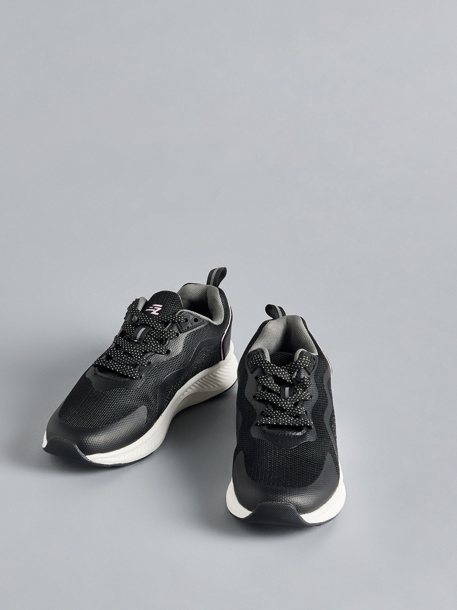 Textured Lace-Up Sports Shoes with Pull Tabs