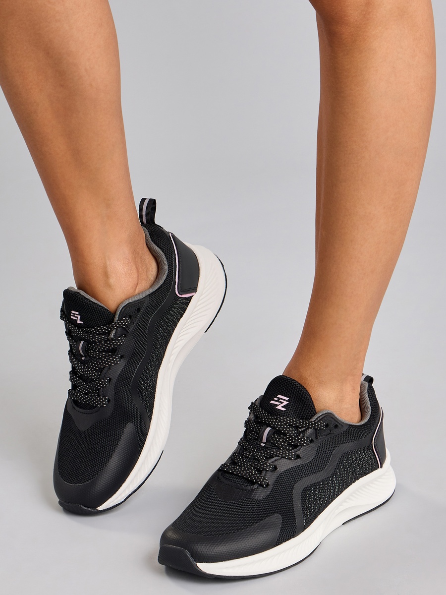 Textured Lace-Up Sports Shoes with Pull Tabs