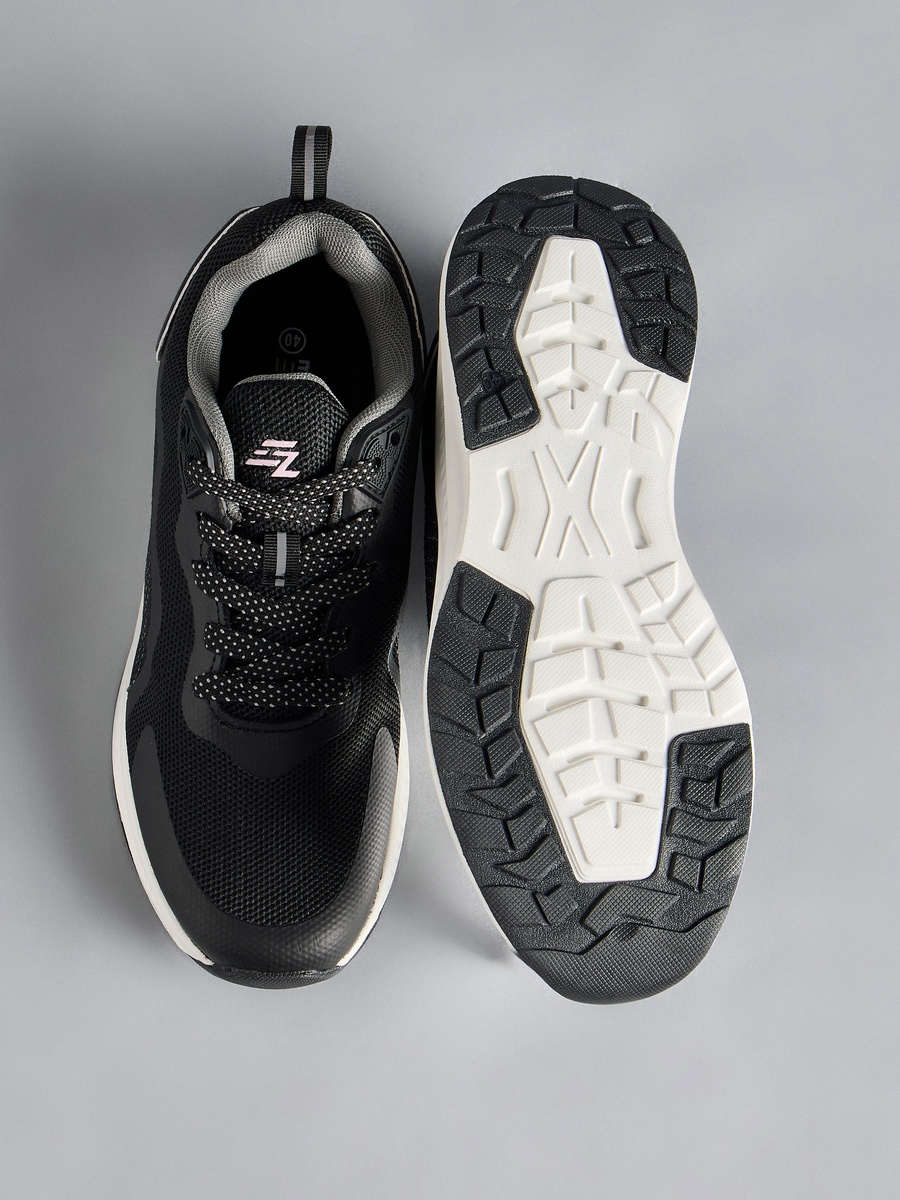 Textured Lace-Up Sports Shoes with Pull Tabs