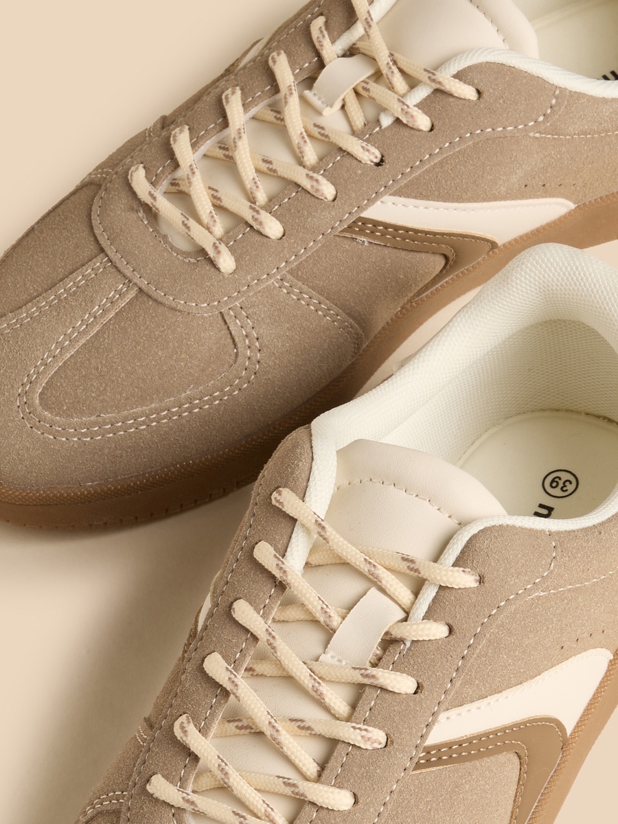 Panelled Lace-Up Sneakers