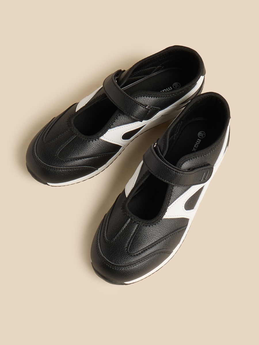 Colourblock Sneakers with Hook and Loop Closure
