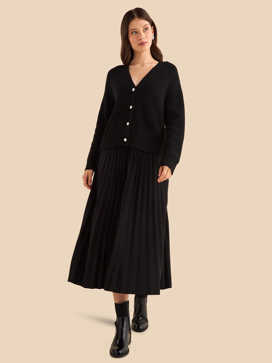 Pleated Suede Skirt