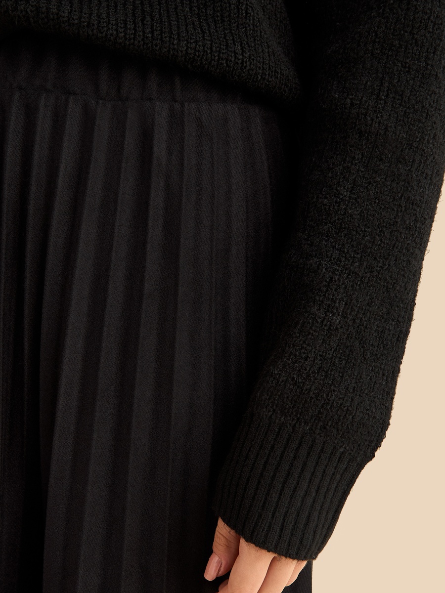 Pleated Suede Skirt