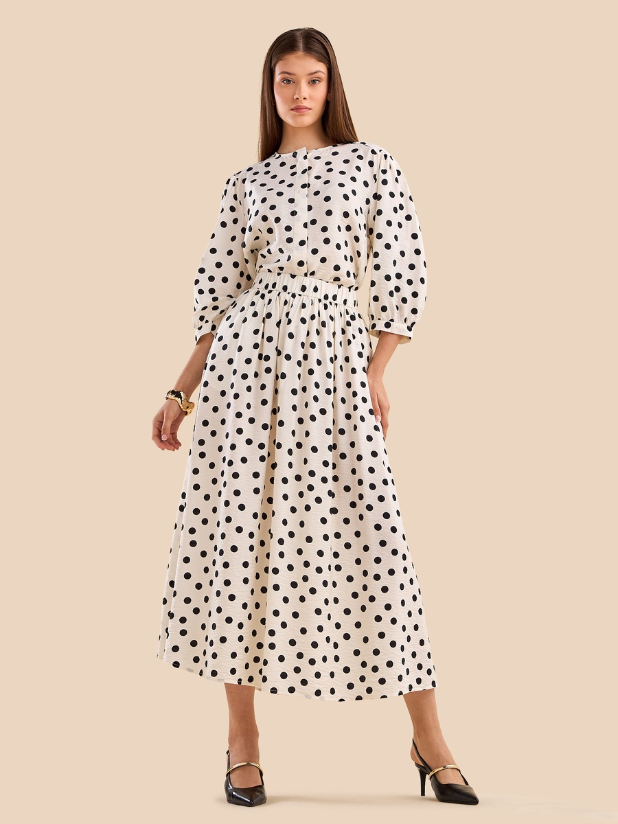 Polka Dot Print A-Line Skirt