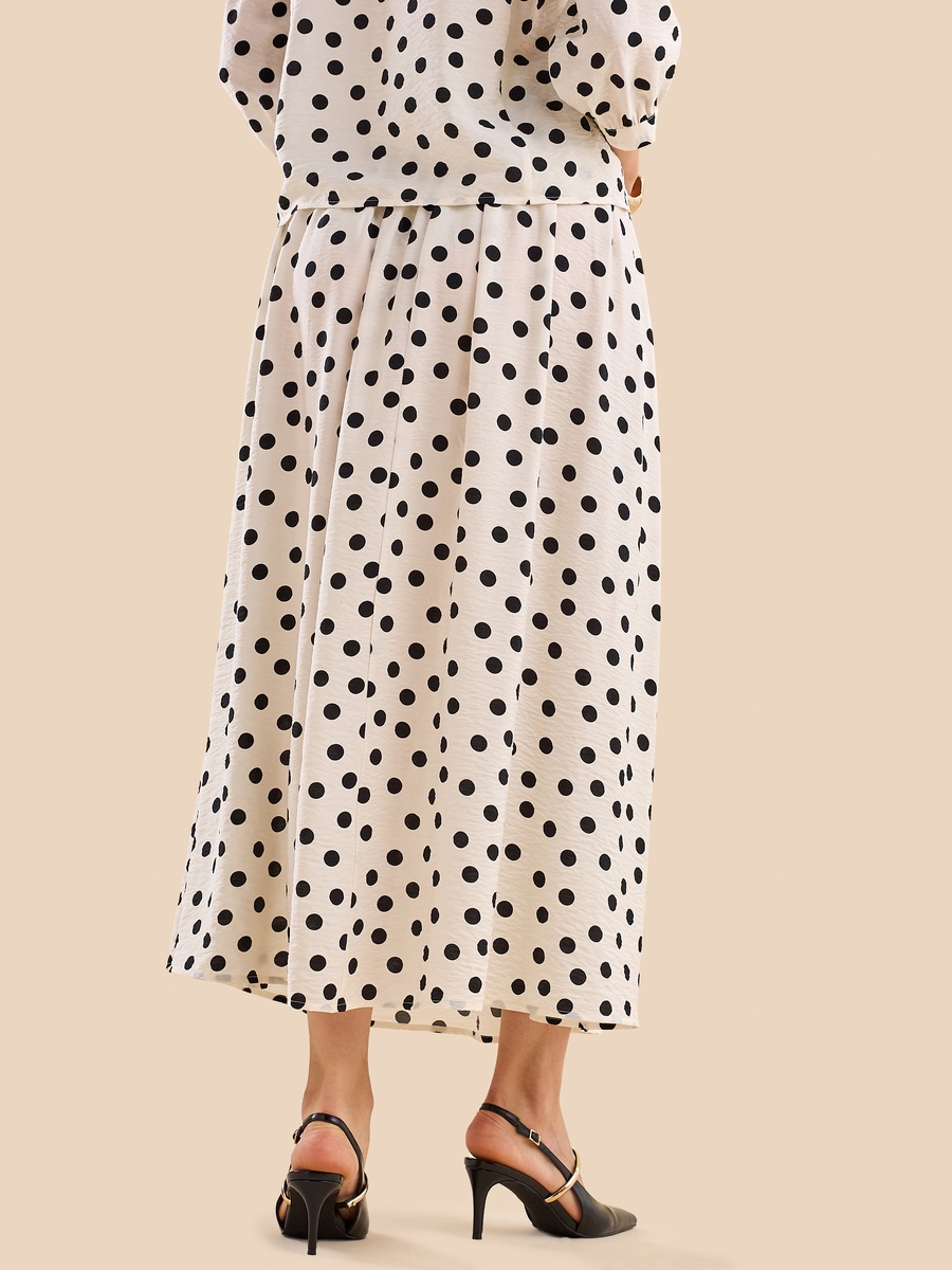 Polka Dot Print A-Line Skirt