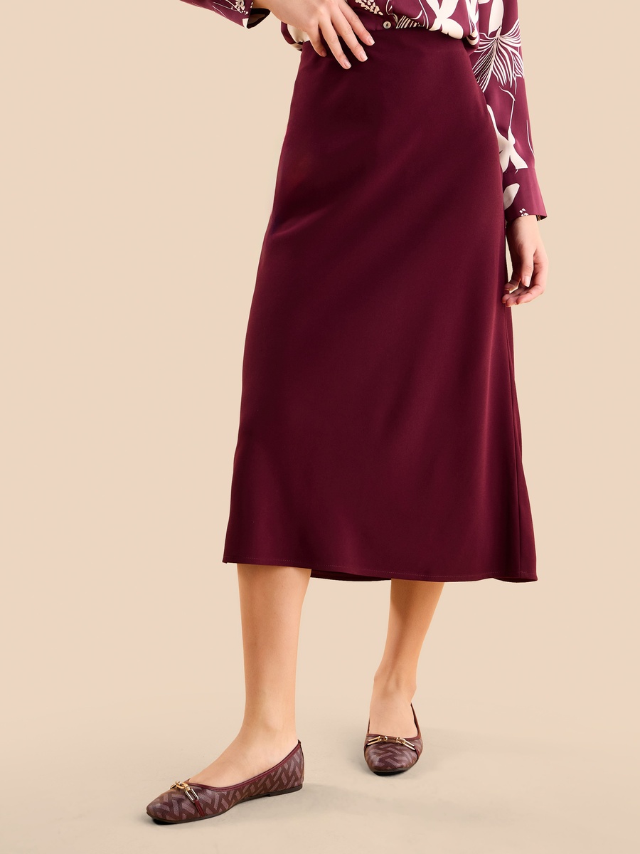 Plain A-Line Midi Skirt