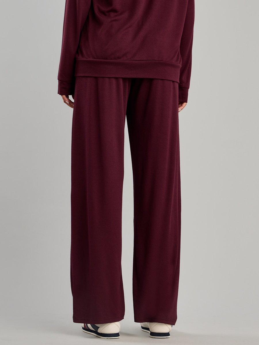Textured Wide Leg Track Pants with Drawstring Closure