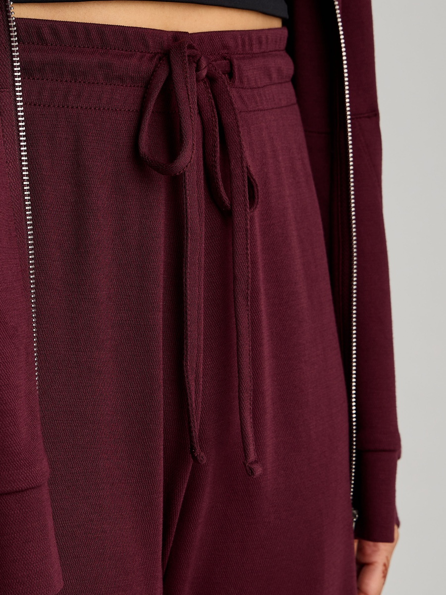 Textured Wide Leg Track Pants with Drawstring Closure