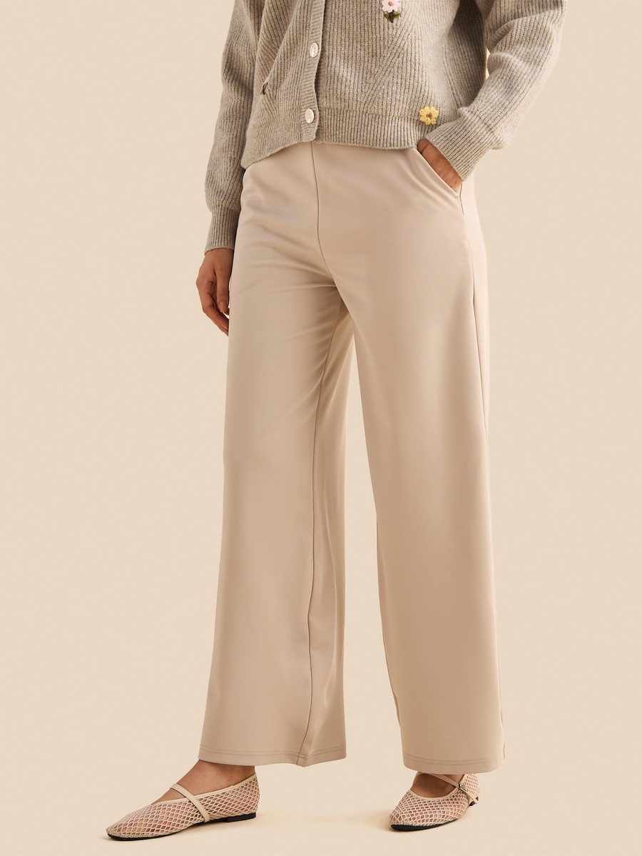 Wide Leg Pants with D-Ring Buckle