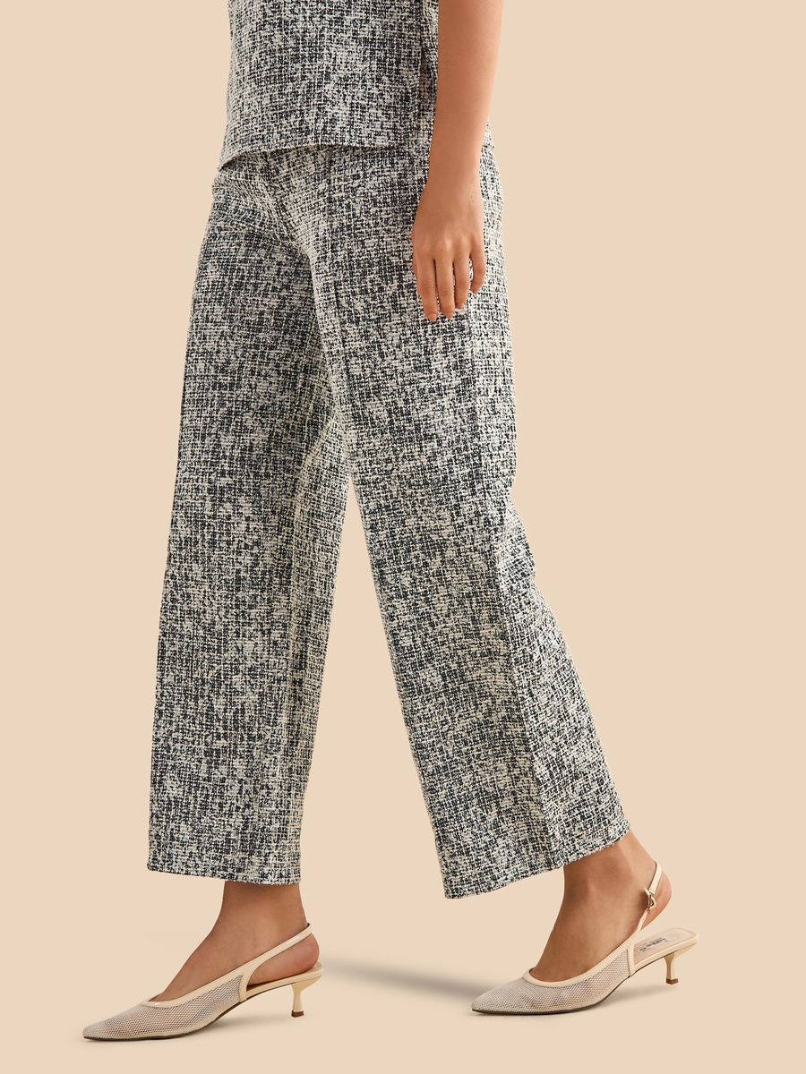 Textured Tweed Wide Leg Pants