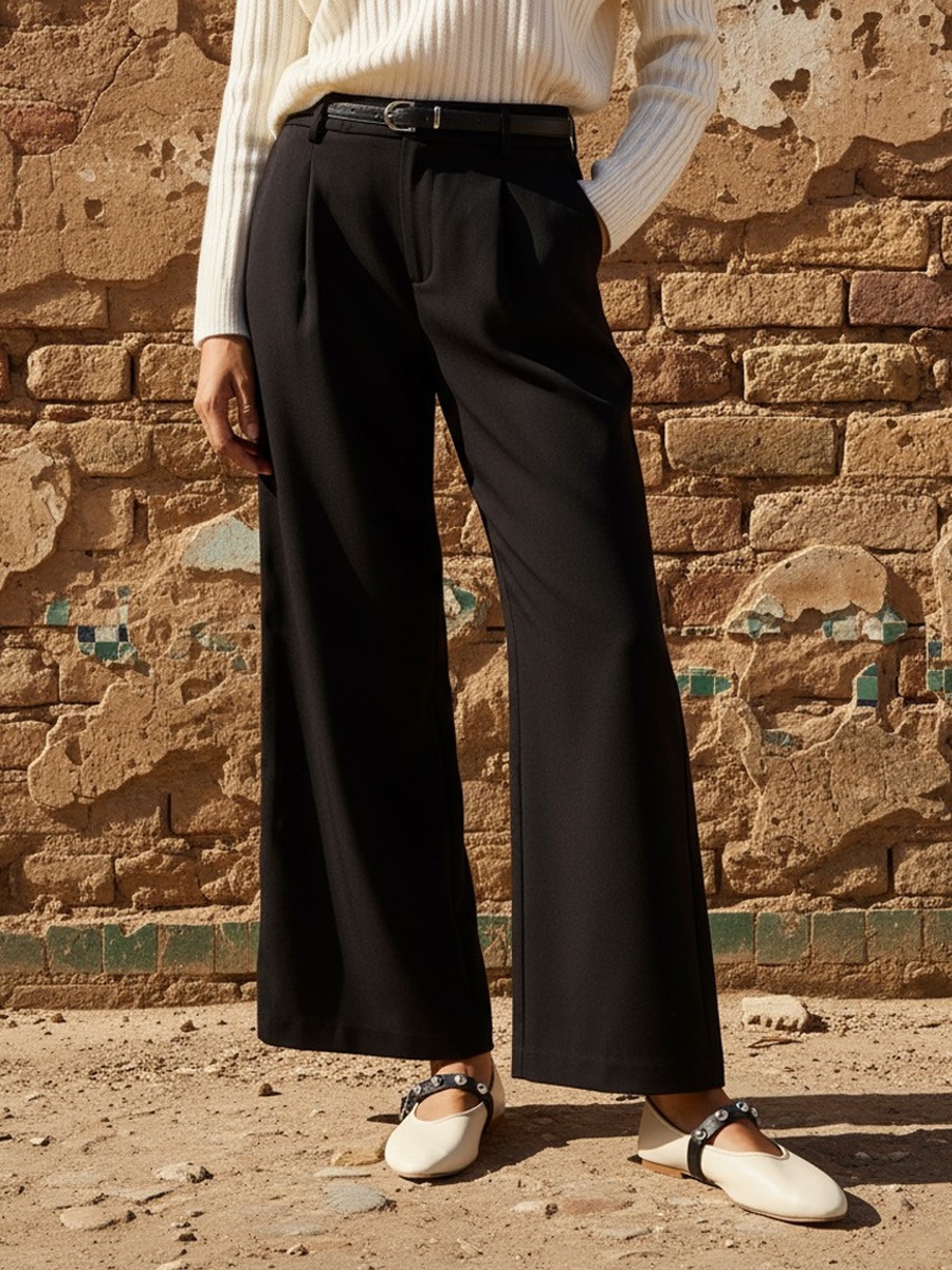 Belted Wide Leg Pants