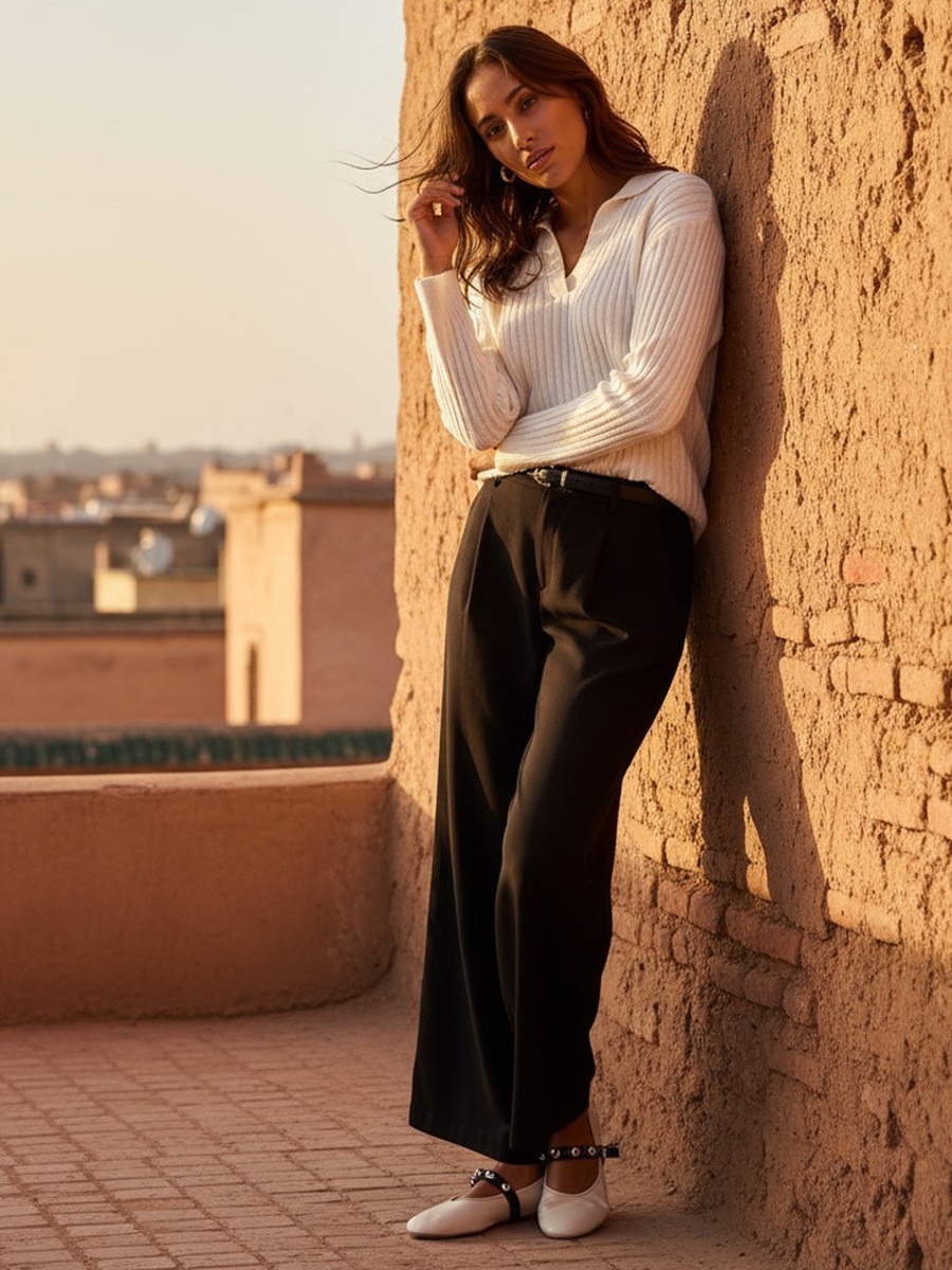 Belted Wide Leg Pants