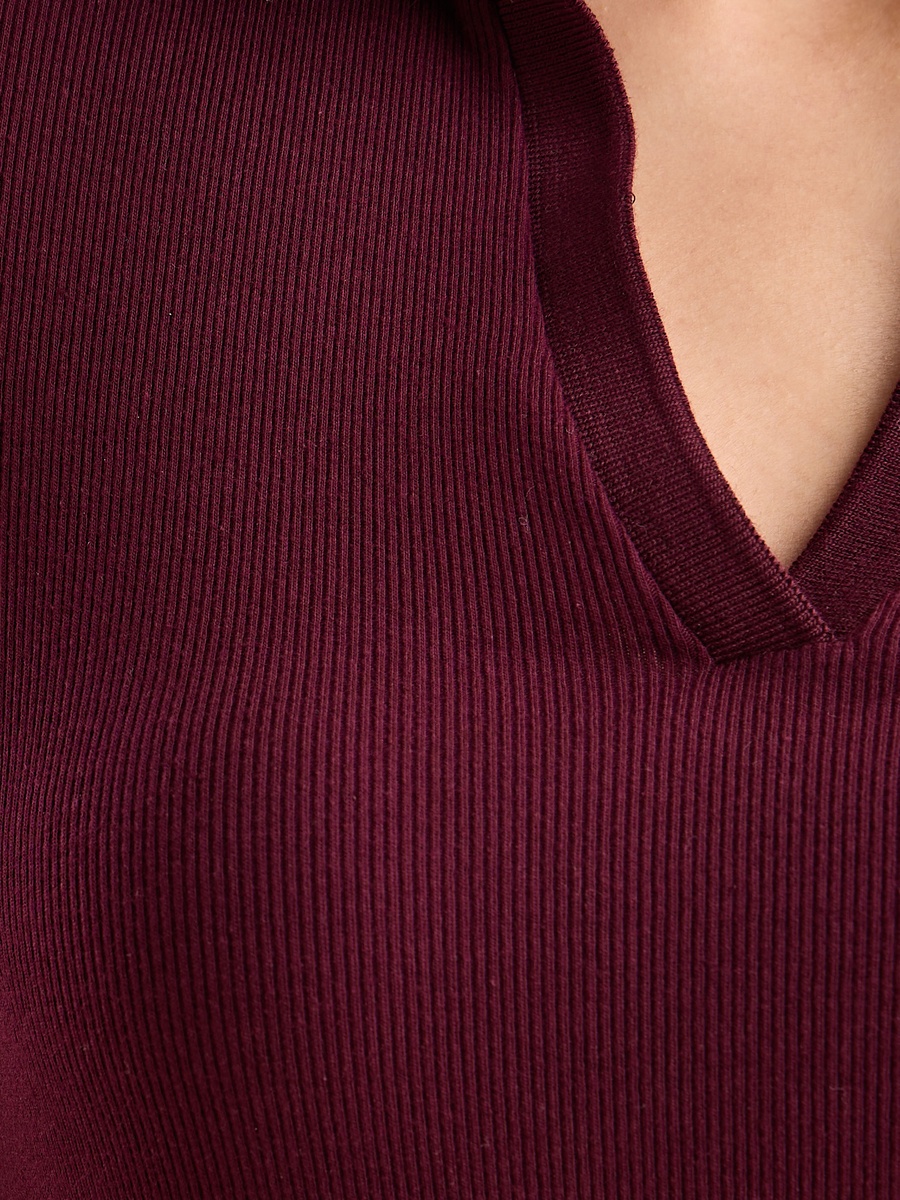 Ribbed Crop Polo T-Shirt