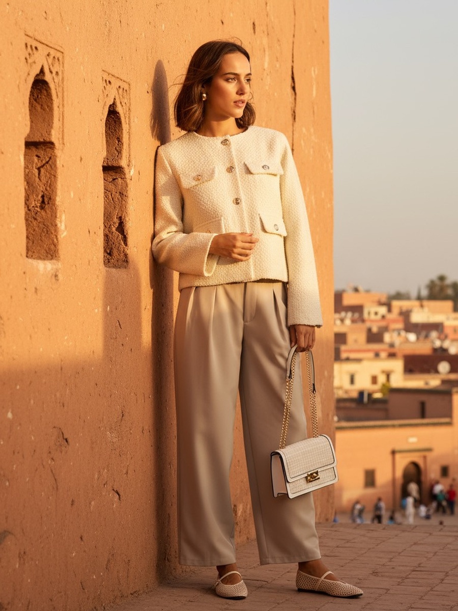 Front Button Crop Jacket with Pockets