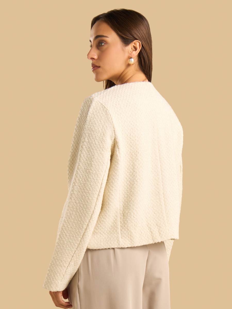 Front Button Crop Jacket with Pockets