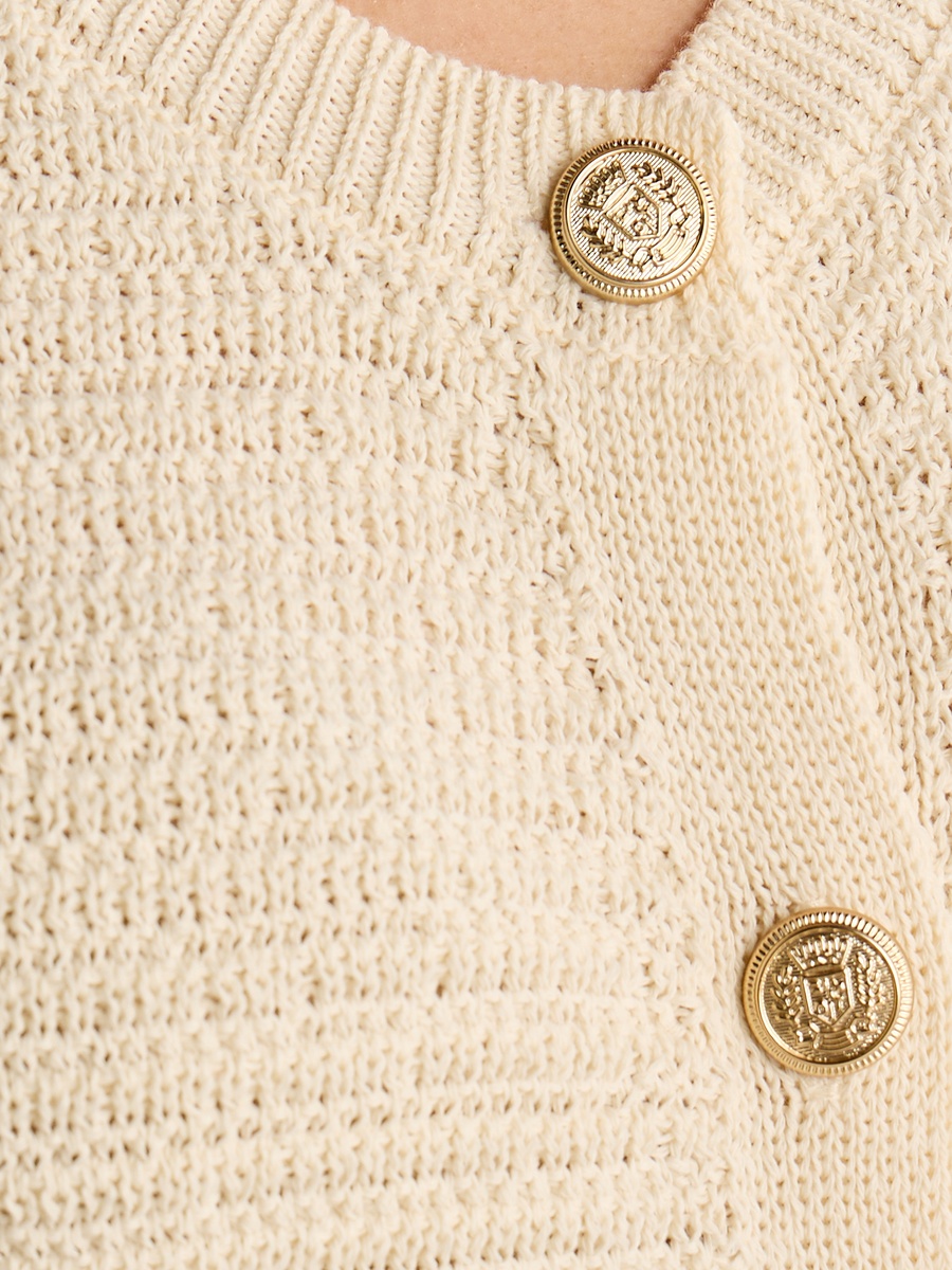 Textured Sleeveless Button Through Cardigan
