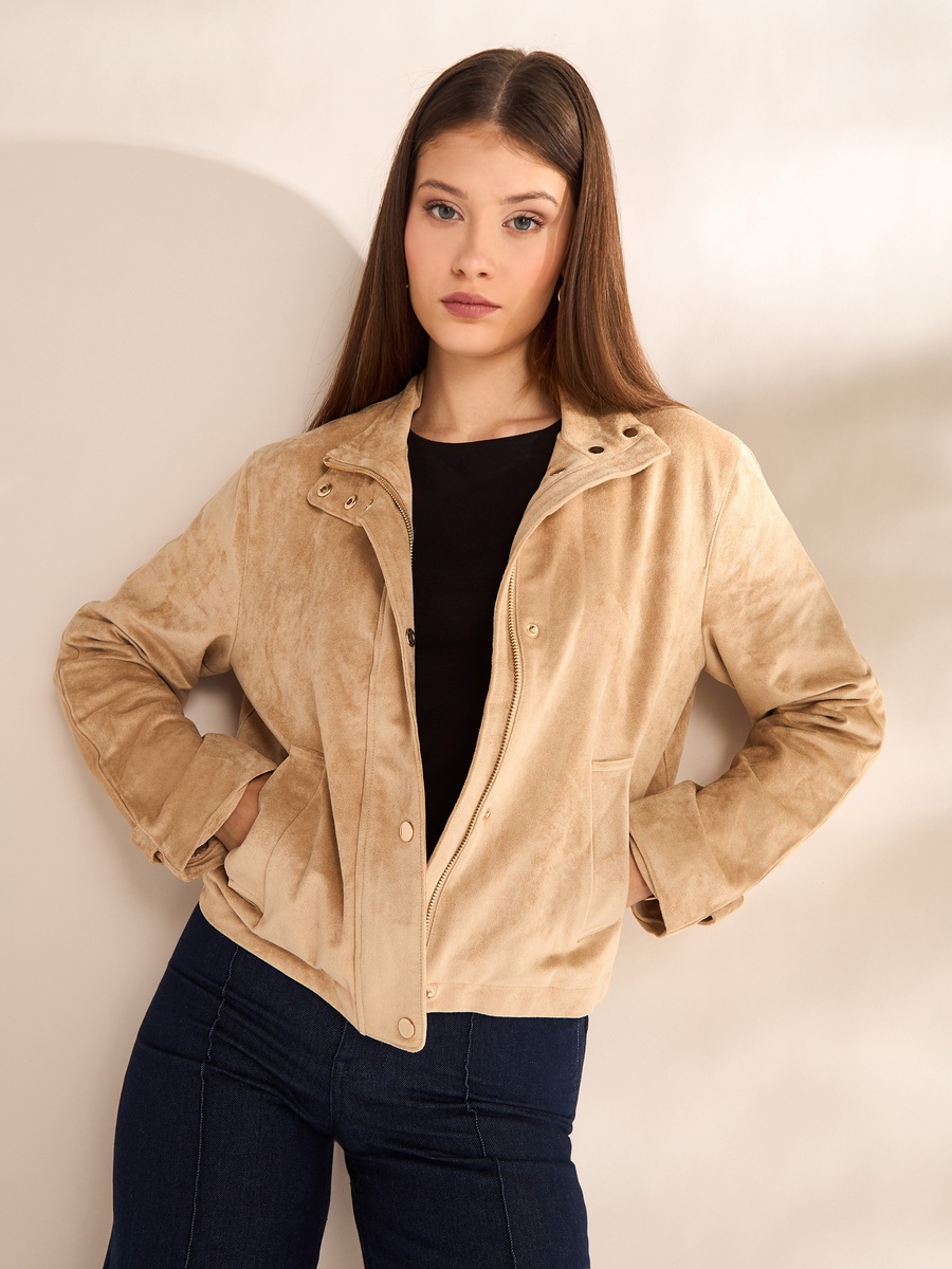 Plain Suede Crop Jacket