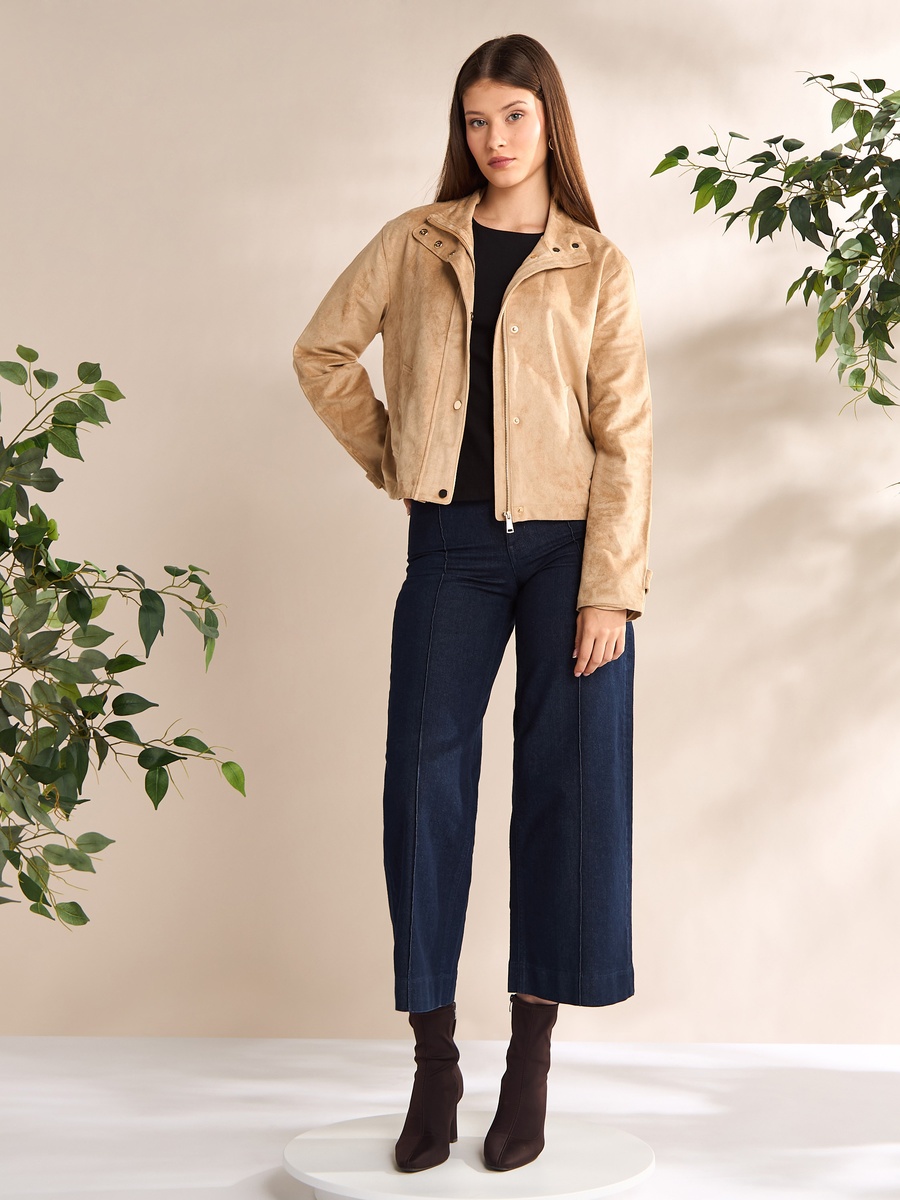 Plain Suede Crop Jacket