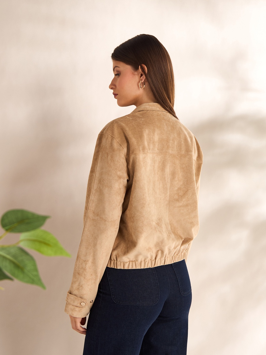 Plain Suede Crop Jacket