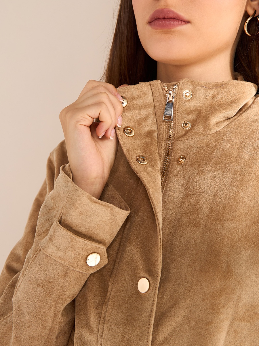 Plain Suede Crop Jacket