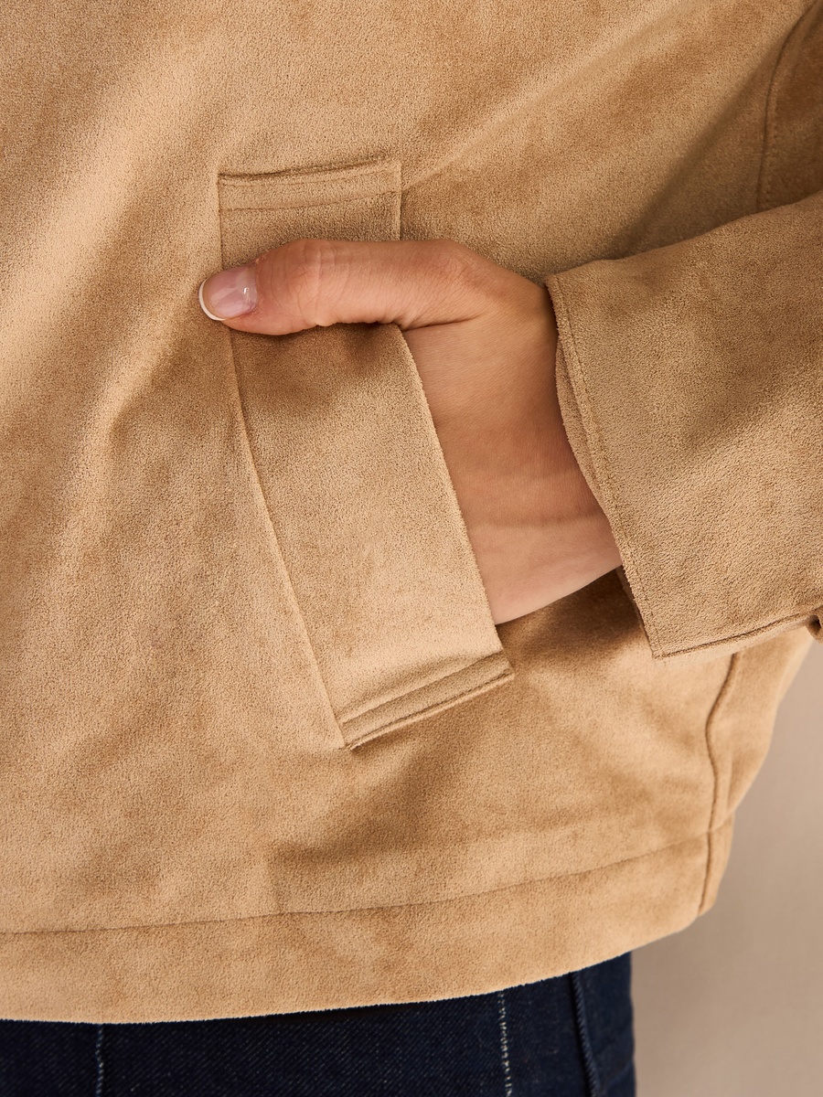 Plain Suede Crop Jacket
